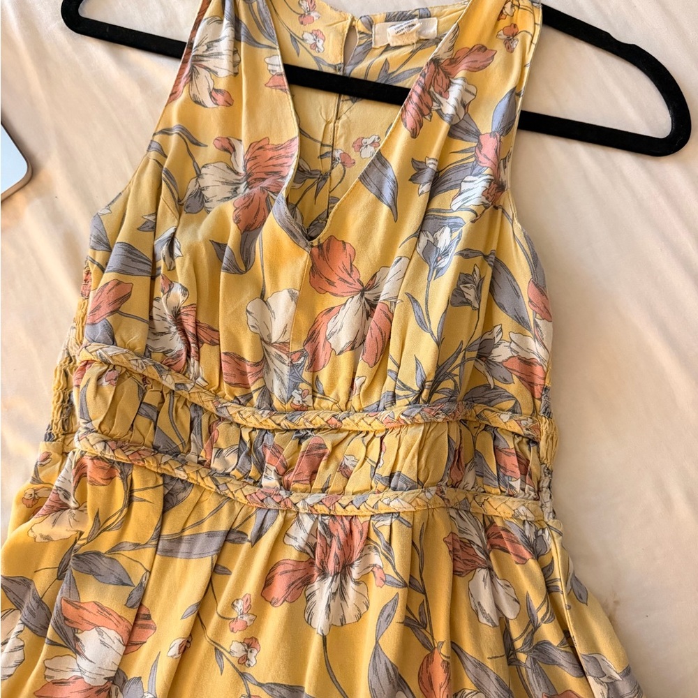 Japna Yellow Floral Dress with Black Accents